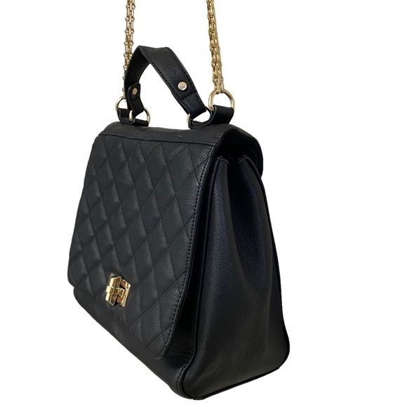 Forever 21 Black Faux Leather Quilted Shoulder Bag - Picture 3 of 8